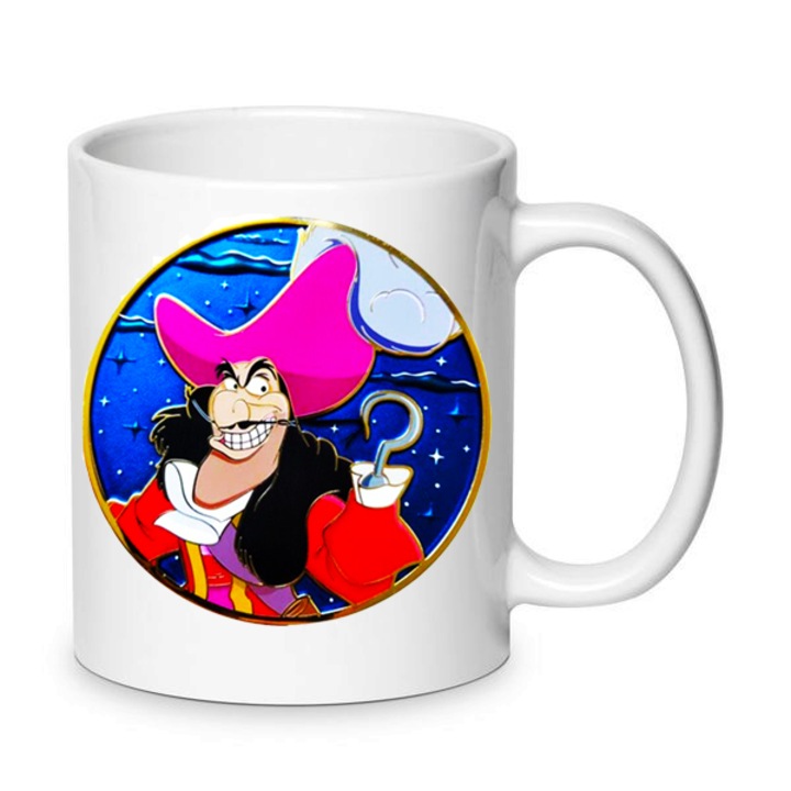 Cana ceramica Captain Hook 330ml, design inspirat de pirati, alba