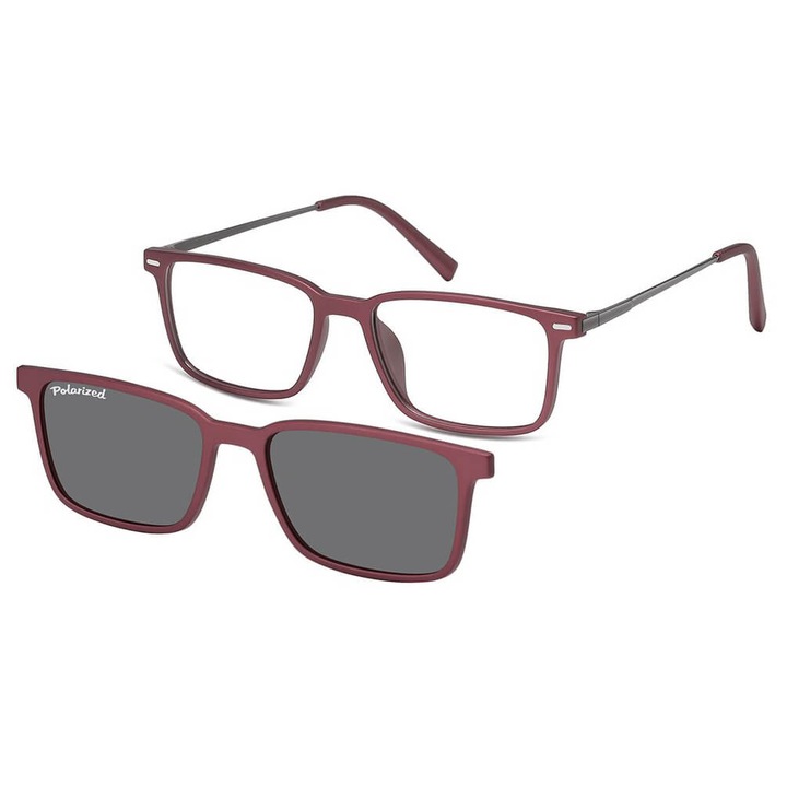 Ochelari de soare cu dioptrii, Sunoptic, bordo, cu etui si servetel de curatare, 49-16-142mm