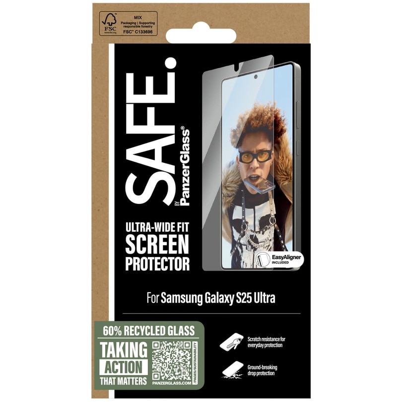 Folie de protectie sticla PanzerGlass Safe UWF cu aplicator pentru Samsung Galaxy S25 Ultra