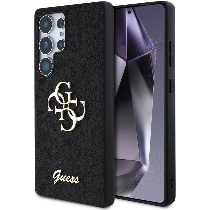 Предпазен калъф Guess 4G Fixed Glitter за Samsung Galaxy S25 Ultra, Черен