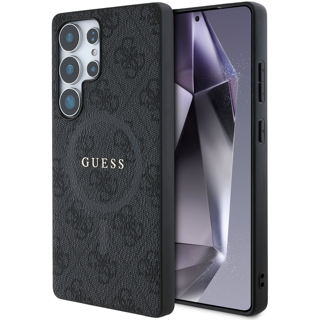 Husa de protectie Guess 4G PU MagSafe Ring Classic Logo pentru Samsung Galaxy S25 Ultra, Negru