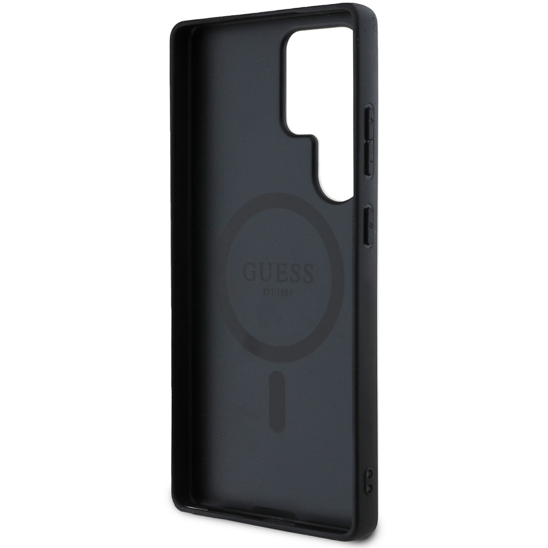 Husa de protectie Guess 4G PU MagSafe Ring Classic Logo pentru Samsung Galaxy S25 Ultra, Negru