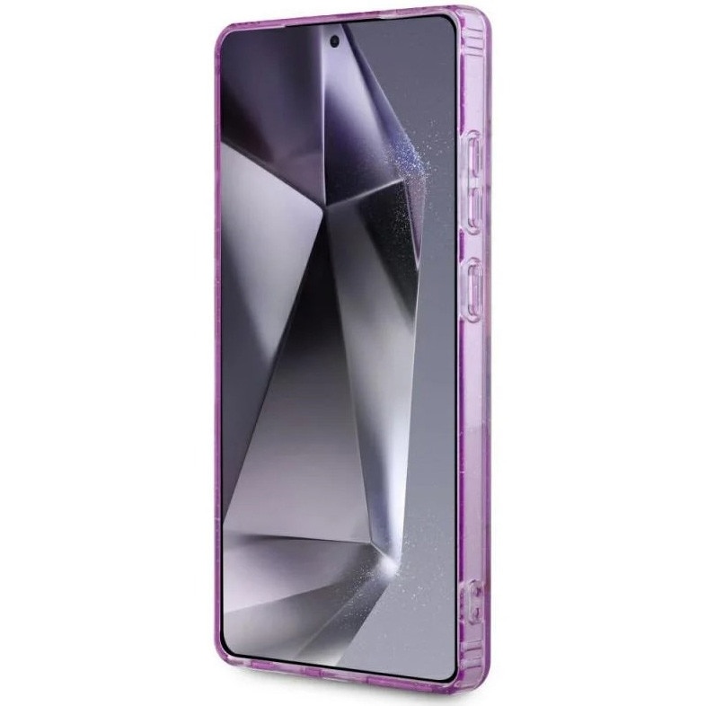 Husa de protectie Guess MagSafe IML Glitter Flowers Triangle pentru Samsung Galaxy S25 Ultra, Mov