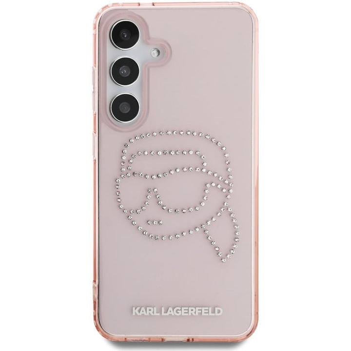 Husa de protectie Karl LagerfeldIML Rhinestones K Head pentru Samsung Galaxy S25, Roz
