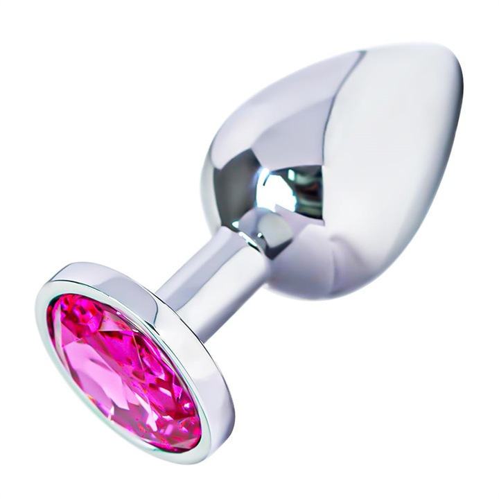 Dop anal, OTZRTIY, cu bijuterie, 8.3 cm, argintiu/roz
