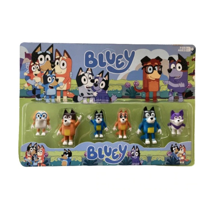 Комплект от 6 фигурки VICTINY ® bluey и bingo, 5 cm, 3+ години (героите може да се различават в зависимост от партидата/наличността)