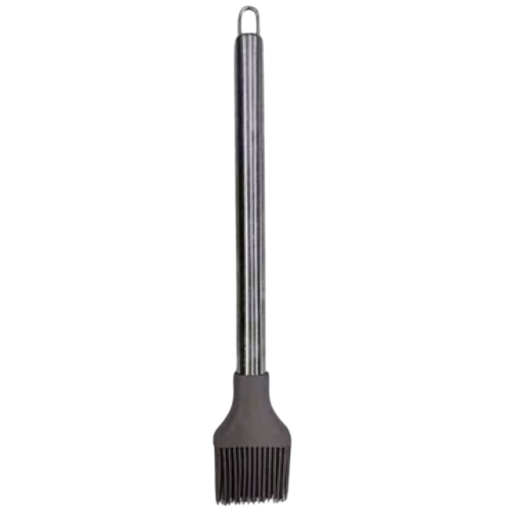 Pensula din silicon termorezistent cu maner metal, gri