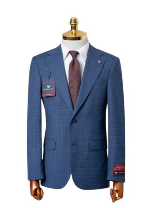 Мъжко карирано сако, стандартна кройка,, Светлосин