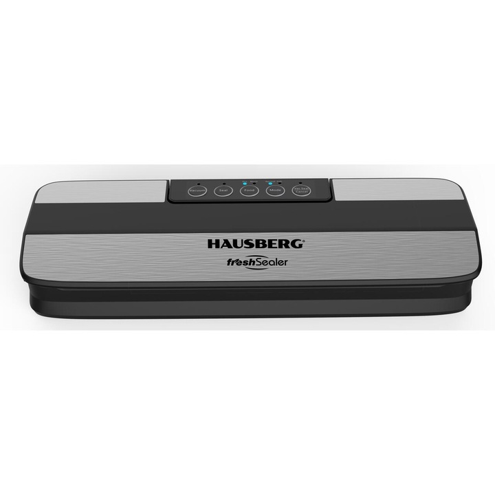 Aparat de vidat HAUSBERG HB-2645NG, 120-150 W, 5 Butoane, Capacitate 3.5-4 L/min, Cablu 1 m, 30 cm, Negru/Argintiu