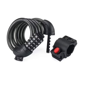 Antifurt bicicleta cu cifru eBA®, Parola 5 cifre, Suport de atasare inclus, Usor de transportat, Pentru motociclete, scutere si biciclete, Otel/PVC, 120cm, Negru