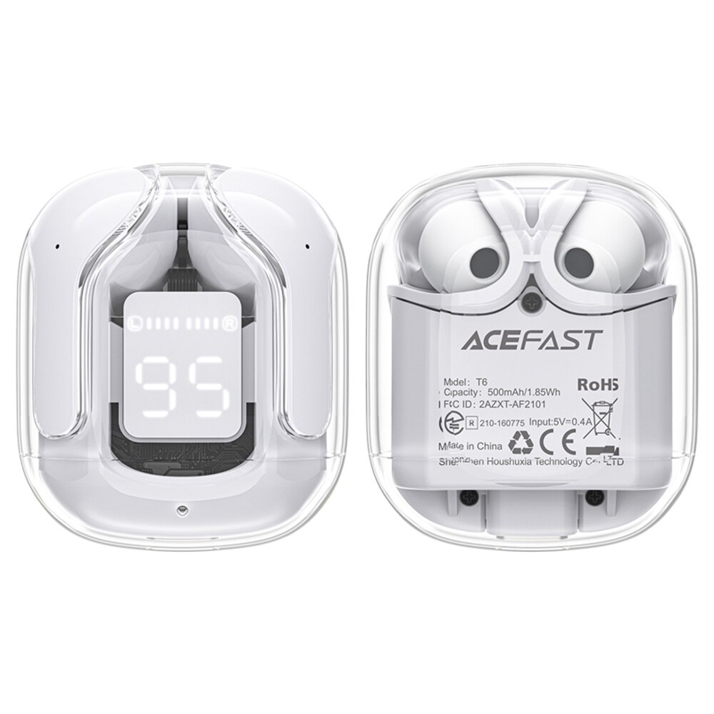 Casti type-c, bluetooth 5.3, ipx4, enc, led display digital - acefast - modern grey