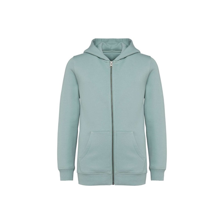 Gyermek cipzáras és kapucnis pulóver, környezetbarát, Native Spirit - NS405, Jade Green