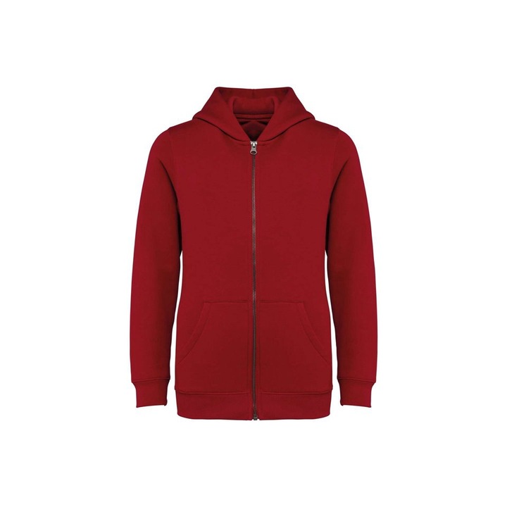 Gyermek cipzáras és kapucnis pulóver, környezetbarát, Native Spirit - NS405, Piros
