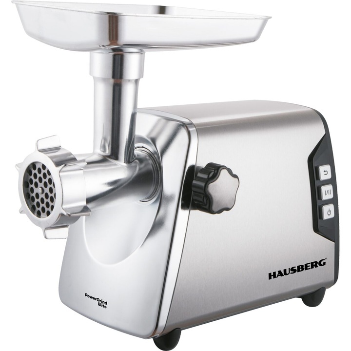 Електрическа месомелачка HAUSBERG HB-3460, 2500W, 2kg/min, Ниво на шум 80dB, 2 скорости, Неръждаема стомана