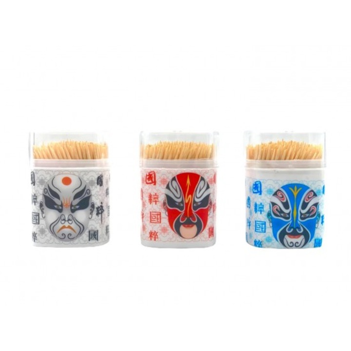 Set 3 dozatoare scobitori, diverse culori, 400 pcs