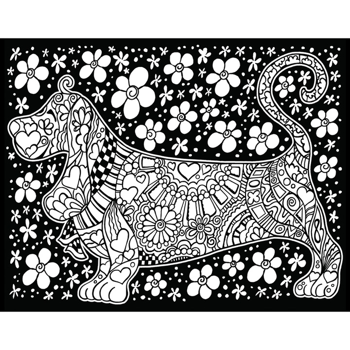 Plansa de catifea pentru desenat/pictat, Colorvelvet, Basset Hound, 47x35 cm