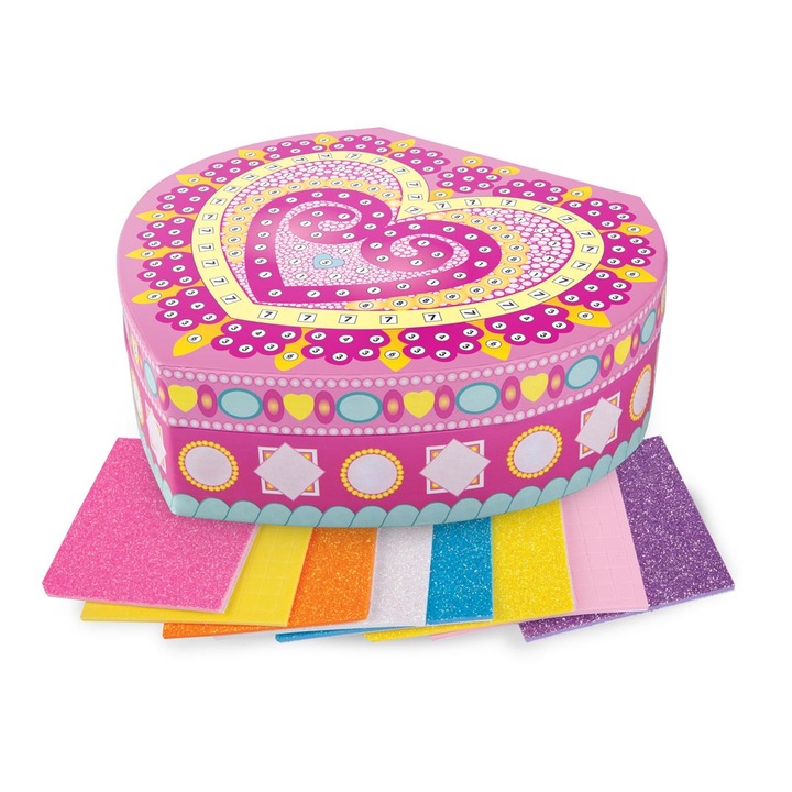 Set de artizanat, ORB, sperkovnice mozaic in forma de inima, 640+ patratele autoadezive, multicolor, 20,3x20,3x6,4cm