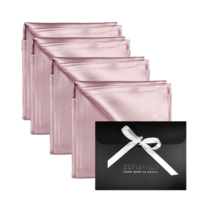 Set 4 fete de perna Zefir Alb, matase, culoare Show Me The Sunset, 50x70 cm