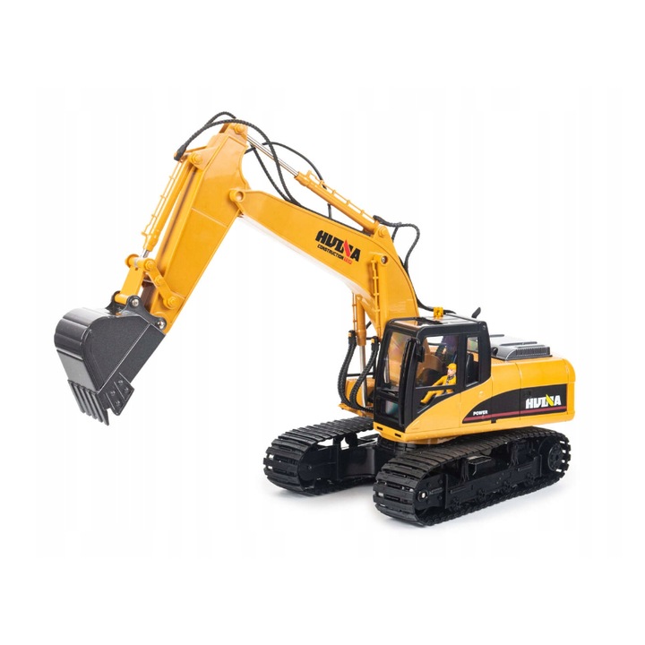 RC багер, Huina, метал, 1:14, 2.4 GHz, 250 x 160 мм, жълт/черен