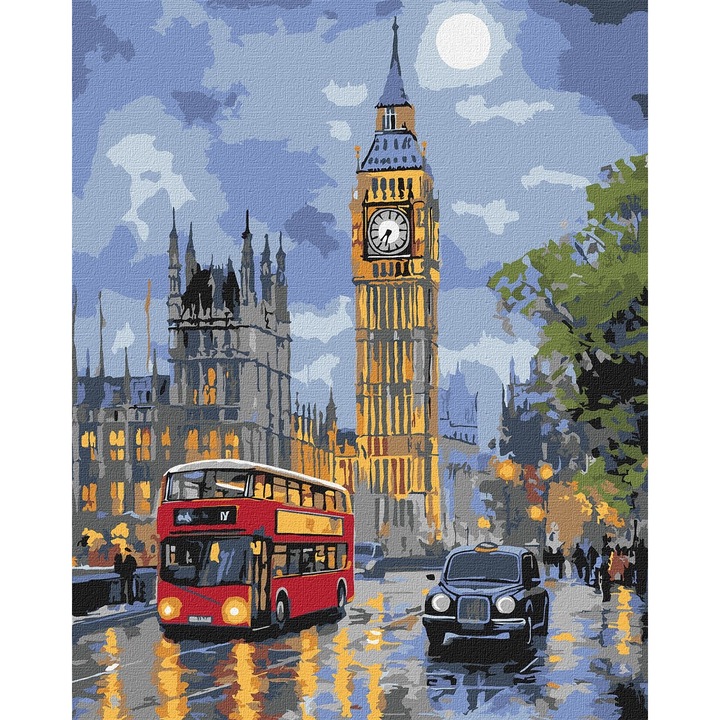 Számok szerinti festés készlet, kerettel, London, 40x50 cm
