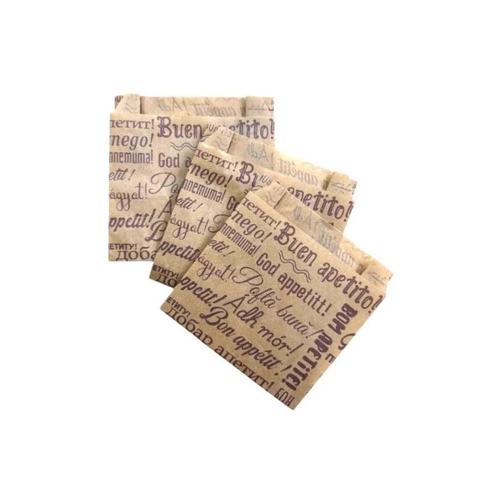 pungi hartie pentru cartofi prajiti pofta buna, 2000 buc, dimensiune 110 + 40 x 110 mm