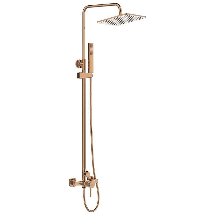 Coloana de dus cu sistem anticalcar Laveo POLLA, auriu rose