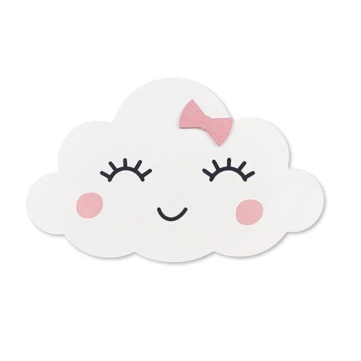 Бяло - розова нощна лампа във формата на облак с розова панделка и LED 22x13.5cm