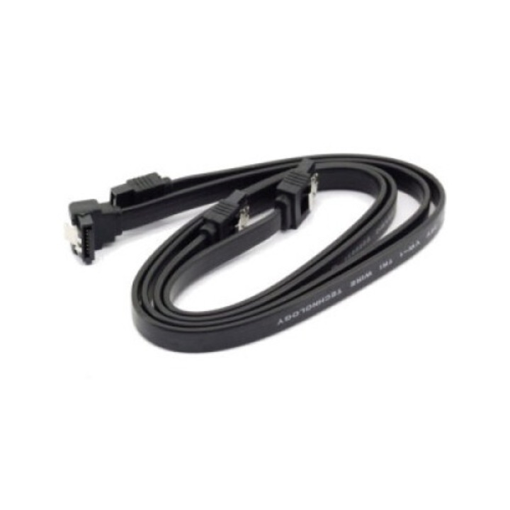 Cablu Sata III - set: 3 x conector drept + 3 conector unghi de 90 grade la un capat si drept la celelalt capat, viteza 6 GB/s, lungime cablu - 50 cm