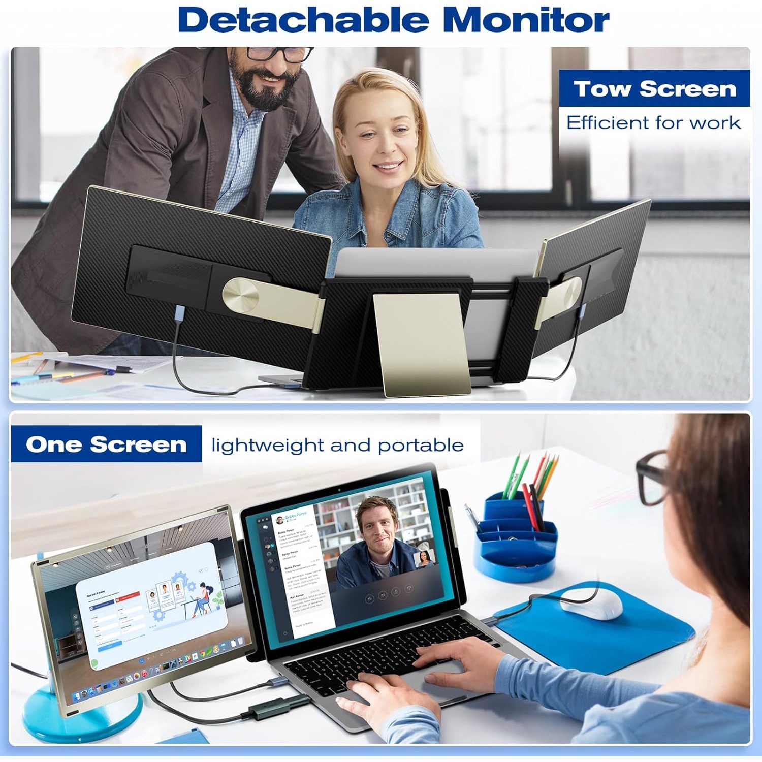 Program Monitor Incorporat Monitor portabil pentru laptop cu doua ecrane detasabile 15.6 inch ...