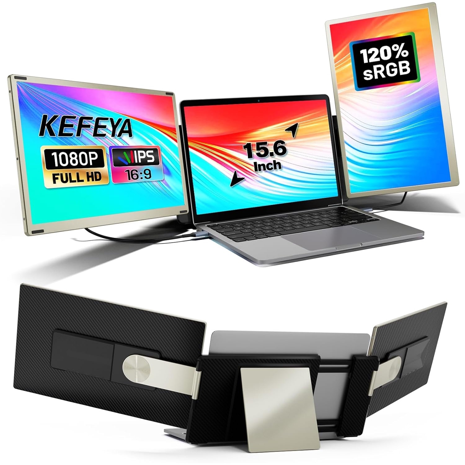 Program Monitor Incorporat Monitor portabil pentru laptop cu doua ecrane detasabile 15.6 inch ...