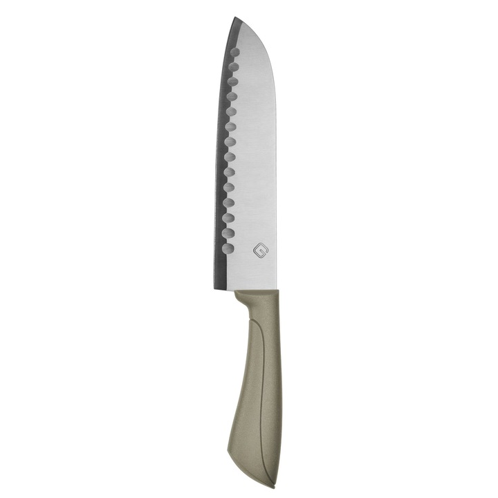 Cutit din inox pentru bucatarie Santoku, Lungimea totala 31 cm, Lama 18.2cm Grosime 1.5 mm, Grunberg, GR5855