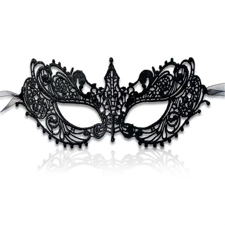 Masca de carnaval din dantela neagra, OTZRTIY, design elegant, material moale, ajustabila
