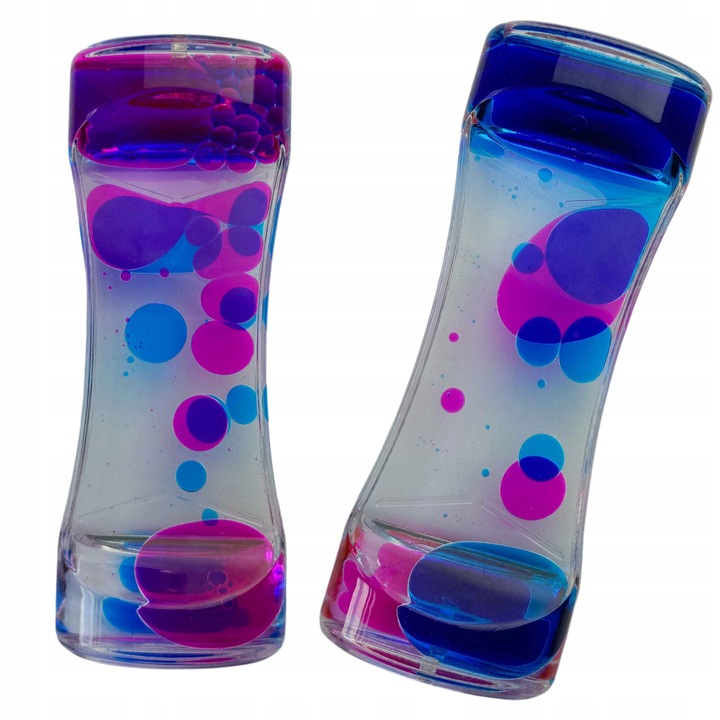 OEM Érzékszervi homokóra gyerekeknek, olajhatású, rózsaszín és kék, 30 mp, 13,8x5,3 cm