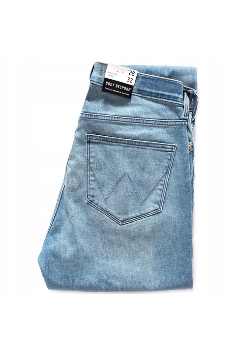 Blugi Dama, Wrangler, Skinny Cu Talie Inalta, W28-L32 US, Bumbac, Fermuar, Lungime, 5 Buzunare 2 Mari 2 Medii Externe 1 Mic Intern, Talie Inalta, Albastru