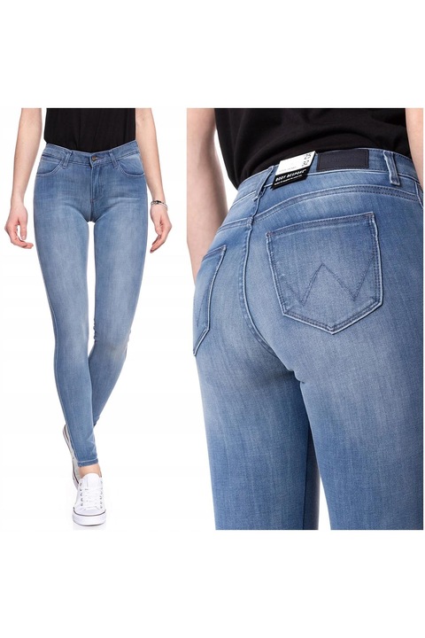 Дънки дамски, Wrangler, Super Skinny, 13471-185, Памук, Дълги, Petite, Деним, W25-L32 US, Син