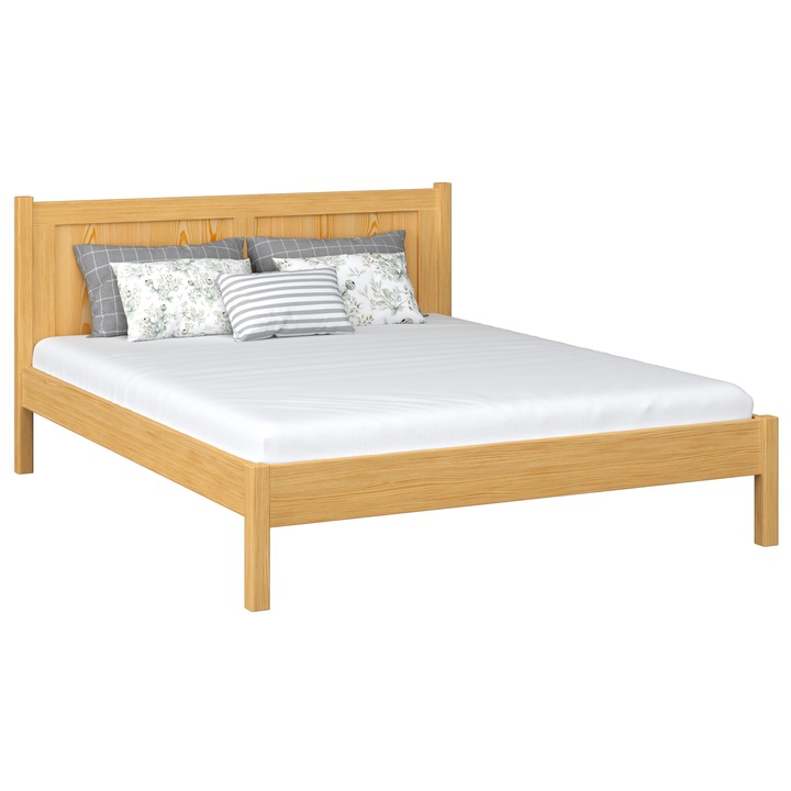 Pat din lemn N-Wood 140x200cm, suport 400kg, natural