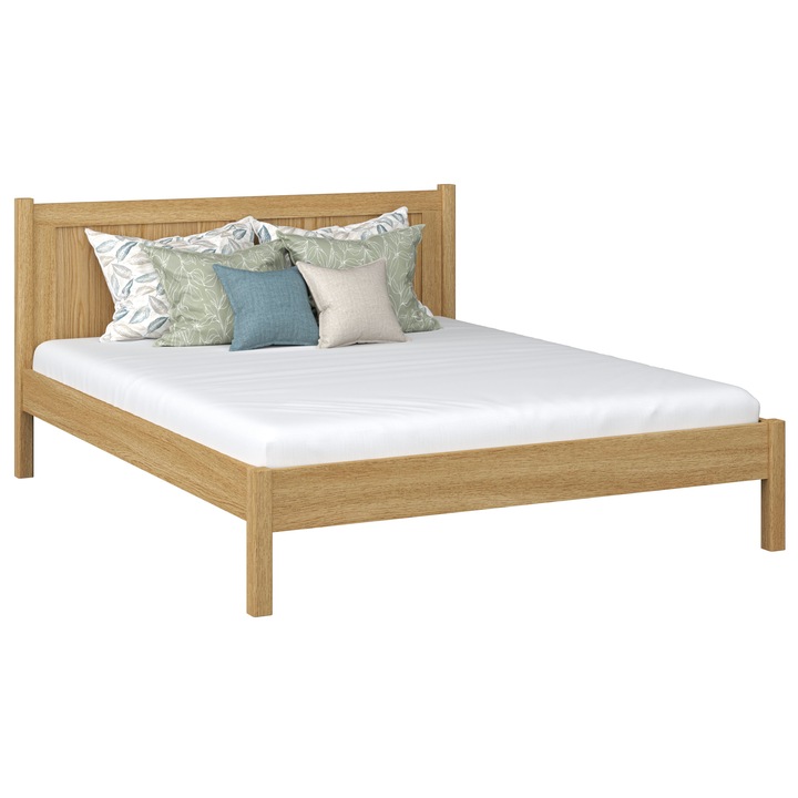 Pat dublu N-Wood, 160x200cm, lemn natural, suport inclus