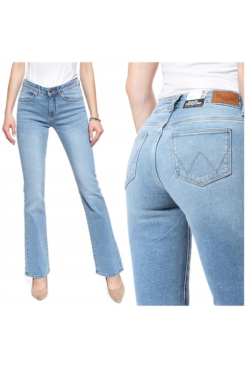Дамски дънки, Wrangler, 18913-79, Памучни, Дълги, Bootcut, Дънкови, W26-L32 US, Сини