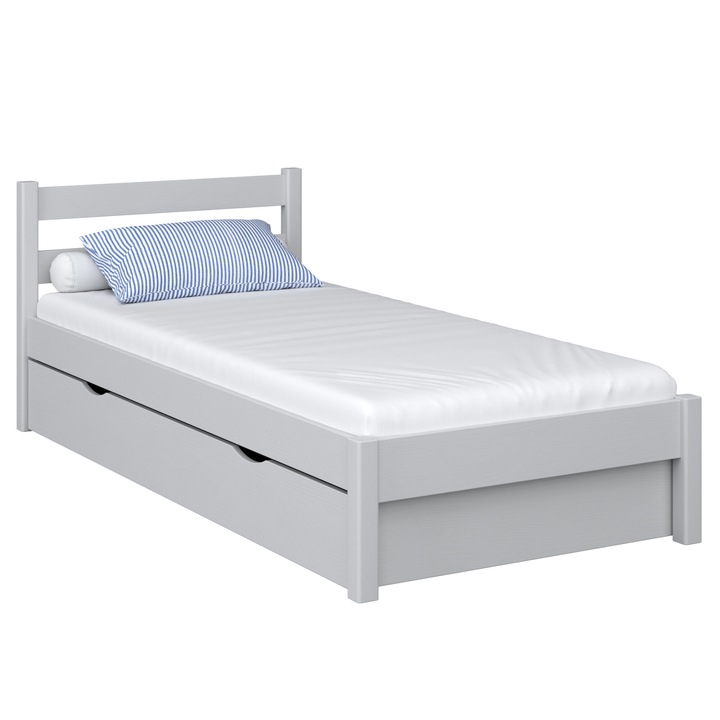 Pat de o persoana din lemn cu sertar N-Wood, N01 120x180