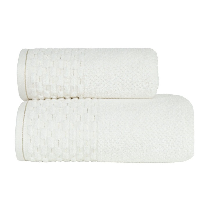 Prosop Bumbac 70x140 cm Neptun, 500g/m2, Alb, cu Fir Auriu Decorativ