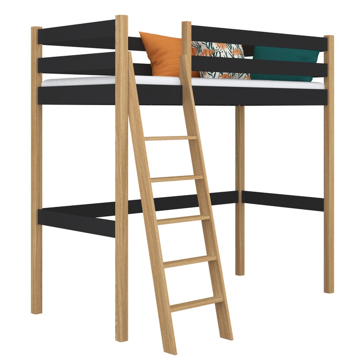 Дървено двуетажно легло N03, 120x180 см, 200 кг, естествено