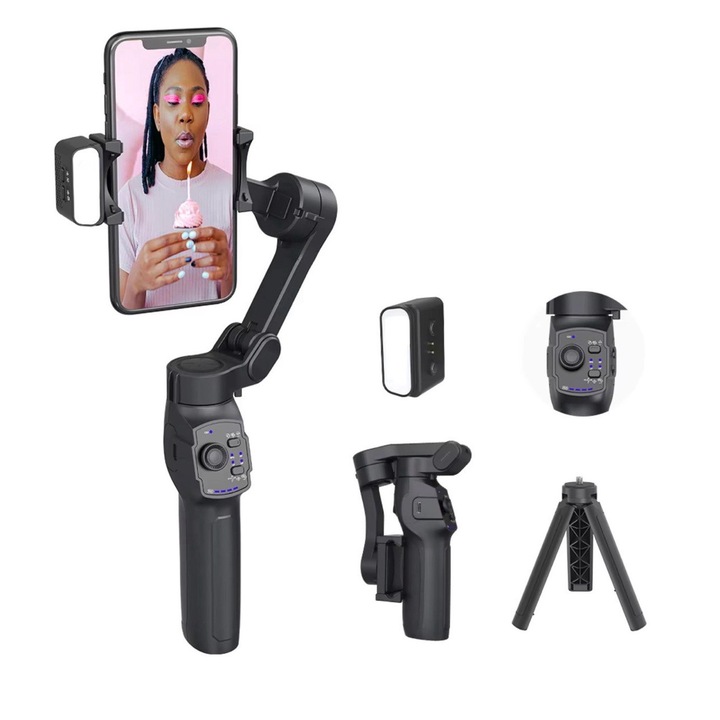 Интелигентен стабилизатор на изображението за телефон, Gimbal, специално приложение за IOS и Android, анти-шейк, управление на ZOOM, включен статив, 10 часа автономност, 3600 Mah ПОДАРЪК LED светлина
