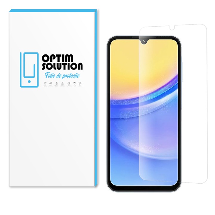 Optim Solution Nemes 2.5D edzett üvegfólia Samsung Galaxy A16 5G telefonhoz, 9H ellenállás, Kristálytiszta, Fejlett érintésérzékenység, Robbanásbiztos, Buborékmentes, UHD tisztaság, Optim Protection Tech, Lucid Vision, Ujjlenyomat-mentes, Átlátszó
