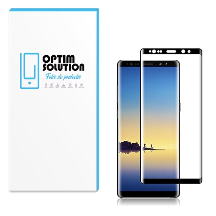 Folie din Sticla Securizata Gallant 5D compatibila cu Samsung Galaxy Note 9, OPTIM SOLUTION, Curved Screen, Rezistenta 9H (Anti-Explozie), HD Clarity, Full Glue, Unbreakable Edges, Optim Protection Tech, Clear Vision, Negru