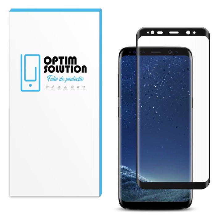 Samsung Galaxy S8 kompatibilis Gallant 5D edzett üvegfólia, OPTIM MEGOLDÁS, ívelt képernyő, 9 órás ellenállás (robbanásgátló) teljes felületi ragasztással, HD tisztaság, teljes ragasztó, törhetetlen élek, Optim Protection Tech, Clear Vision, fekete