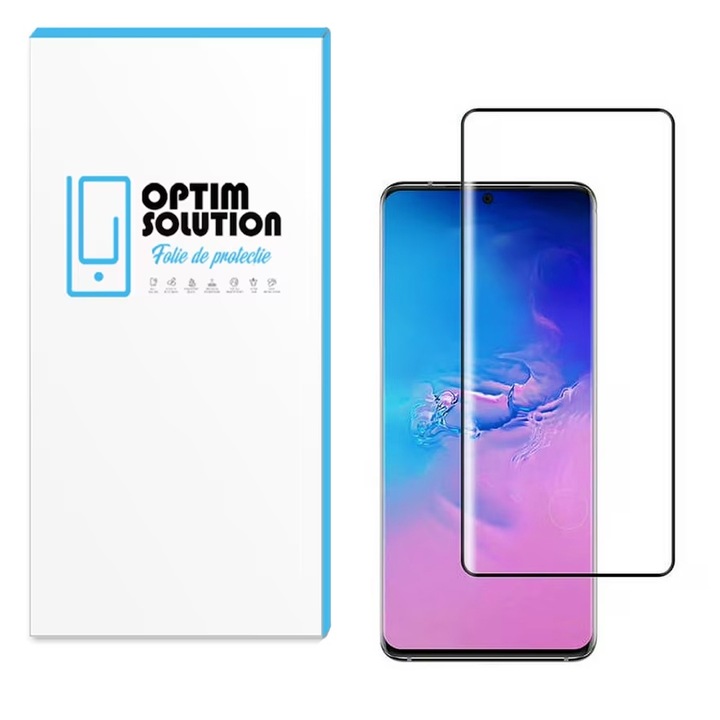 Folie din Sticla Securizata Gallant 5D compatibila cu Samsung Galaxy S20 Ultra, OPTIM SOLUTION, Curved Screen, Rezistenta 9H (Anti-Explozie) cu Lipire pe Toata Suprafata, HD Clarity, Full Glue, Unbreakable Edges, Optim Protection Tech, Clear Vision, Negru