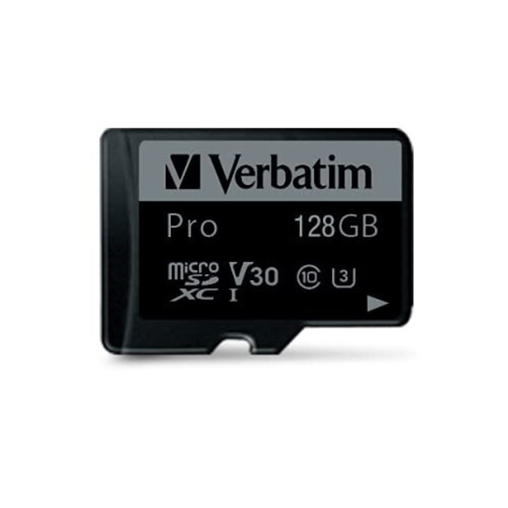 Card micro, SDXC, Pro UHS-I 128GB, Verbatim, adaptor inclus, Class 10, negru