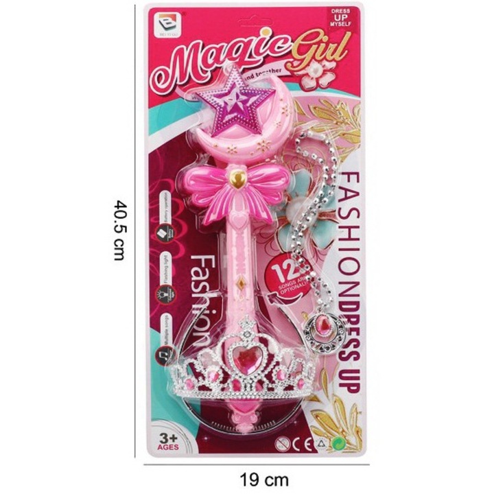 Set bagheta magica pentru printese cu accesorii, melodii si sunete