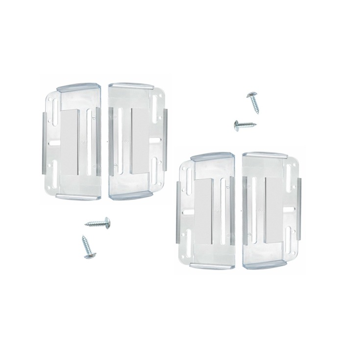 Set suport Premium Super Slim pentru placute Numar inmatriculare Auto (Fata + Spate) Tip A – 4 Bucati design modern MaxTech®, Montaj usor, rezistent UV, fara rama, Universal, Transparent