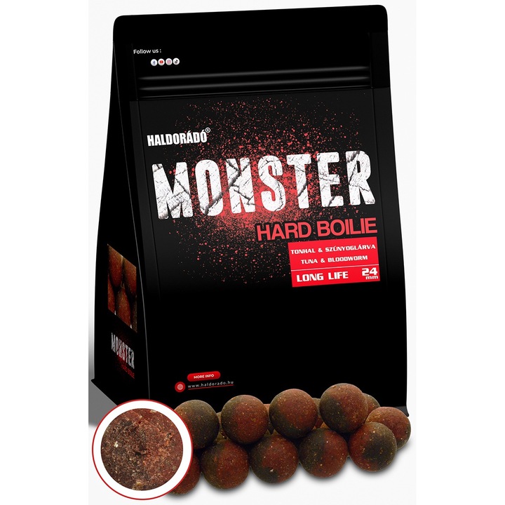 Boilies, Haldorado, Monster Hard Boilie 24+, 700g, 24mm, Ton & Larva de tantari